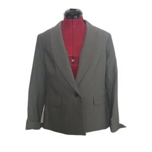 NWT Le Suit Blazer Women's Size 10 Grey Essential Long Sleeve One-Button